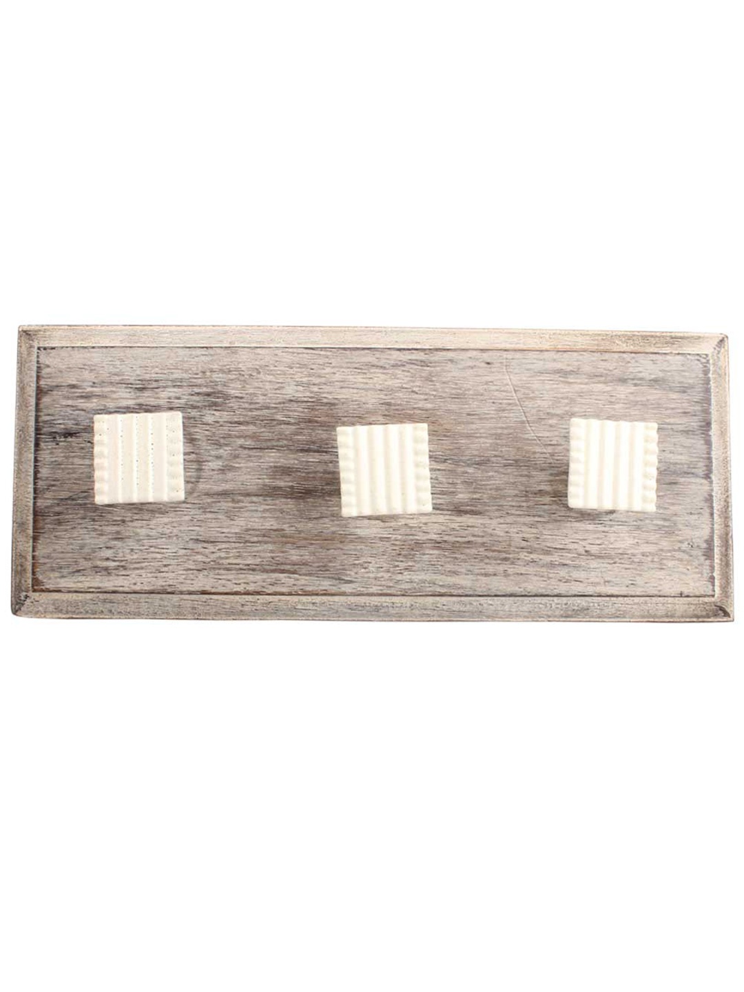 

Indianshelf Cream Coloured & Beige Square Wall 3 Hooks Key Holder