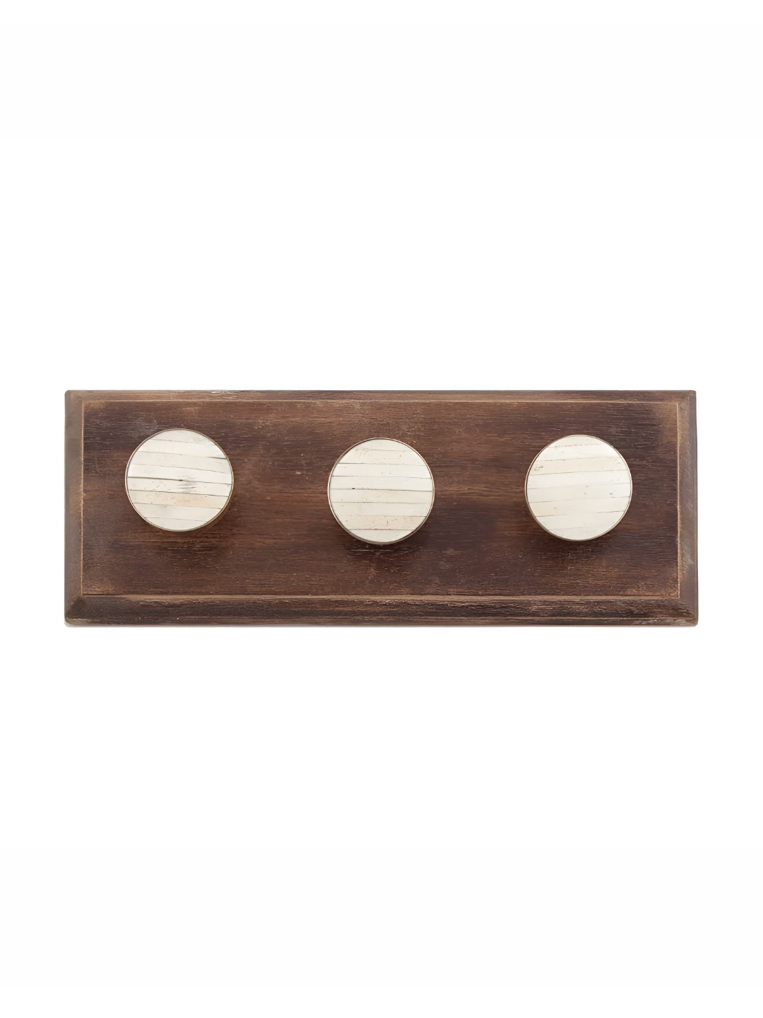

Indianshelf Cream Striped Wooden Wall 3 Hooks Key Holder