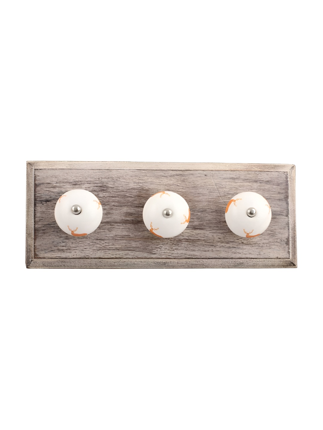 

Indianshelf Brown & Orange Sting Rein Deer Printed Wall 3 Hooks Holder