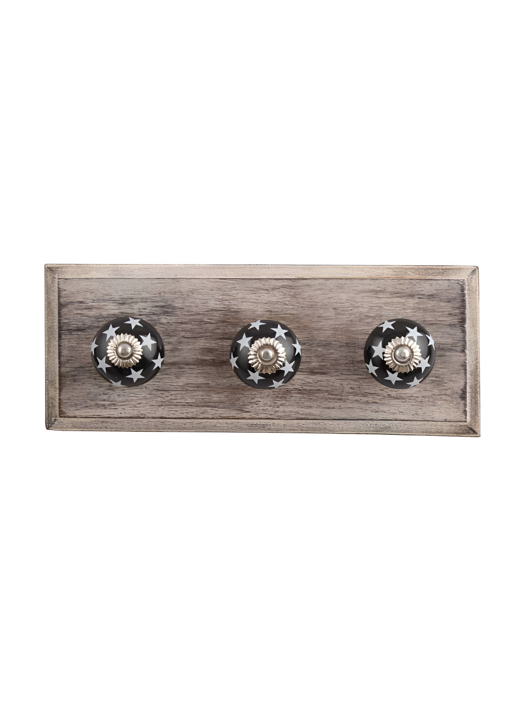 

Indianshelf Brown & White Star Printed Wall 3 Hooks Key Holder