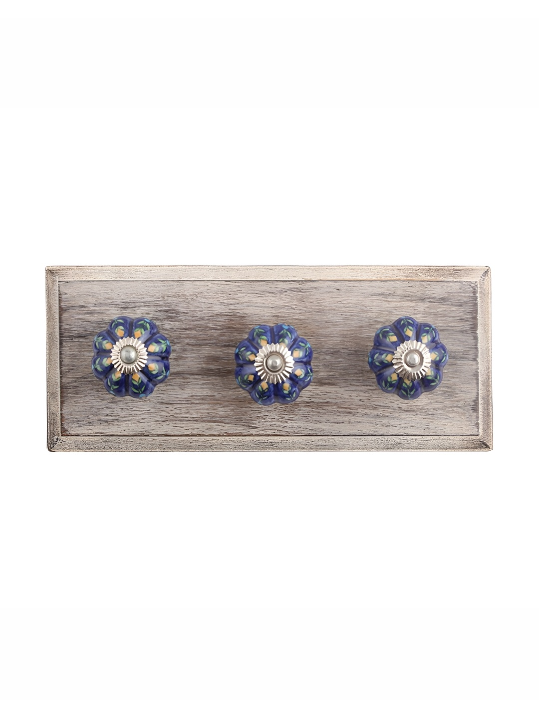 

Indianshelf Brown & Blue Wooden Wall Hooks Key Holder