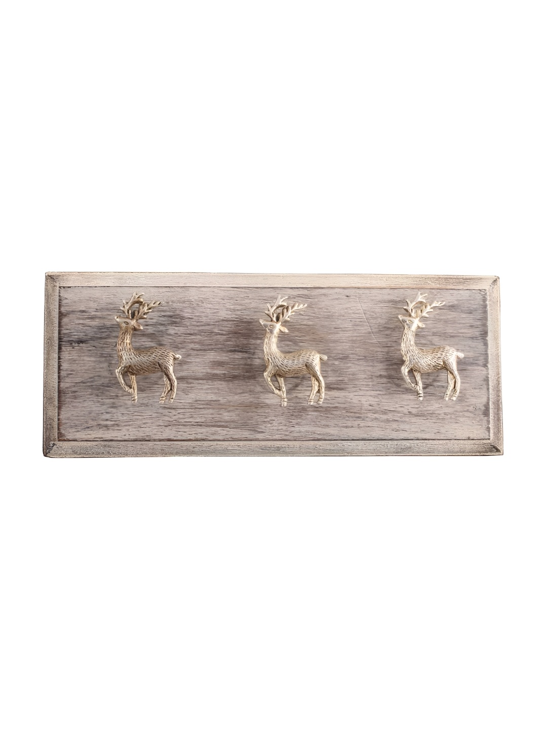 

Indianshelf Beige & Grey Swamp Deer Wooden Wall Hooks Key Holder