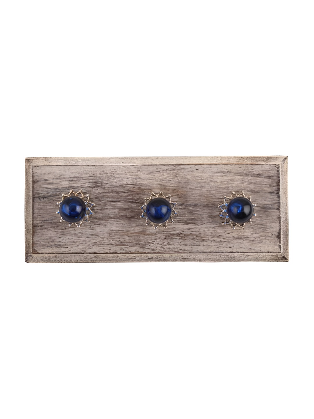 

Indianshelf Brown & Blue Round Wooden Wall Hooks Key Holder