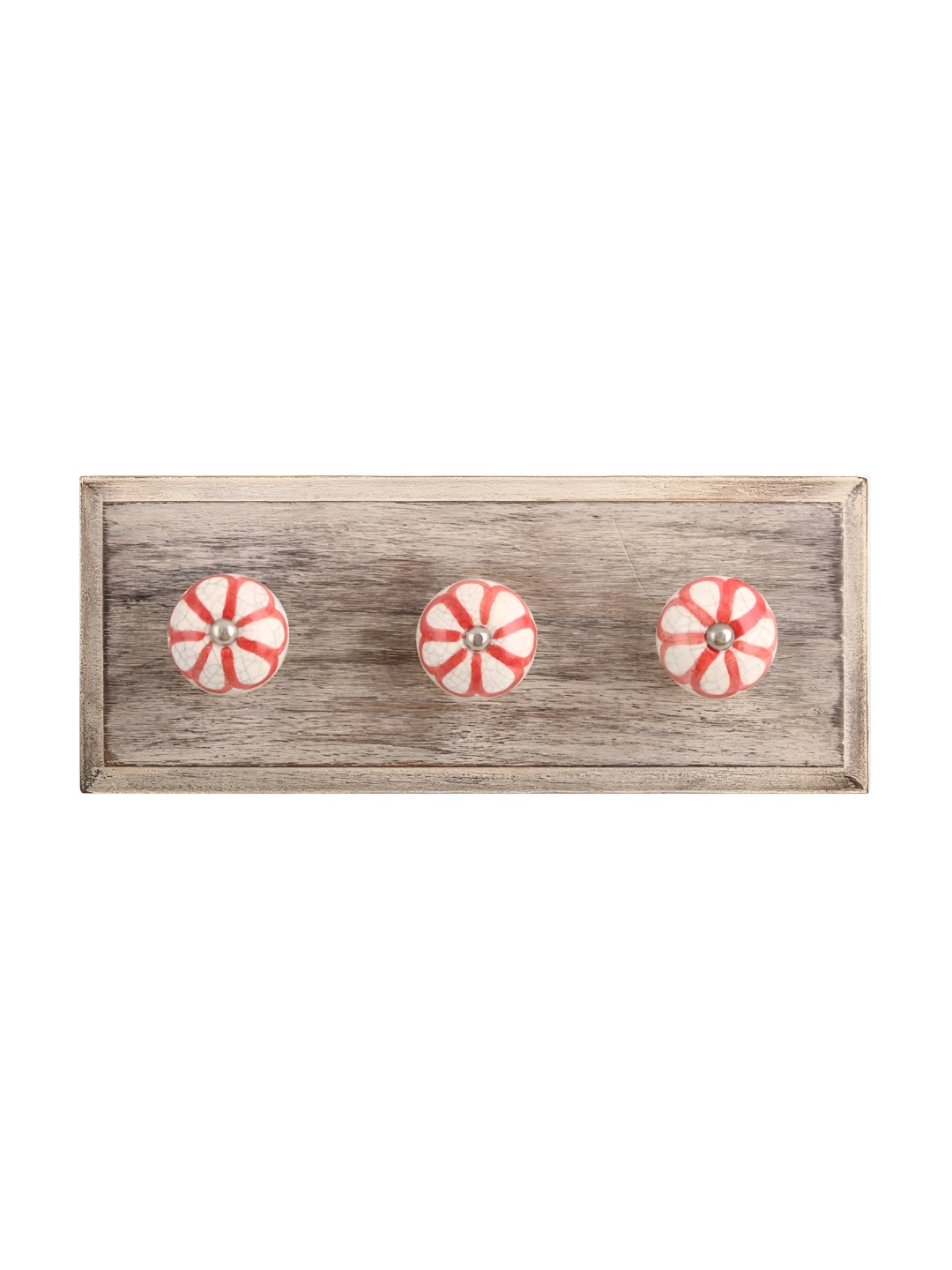 

Indianshelf Brown & Red Sunflower Wooden Wall 3 Hooks Key Holder