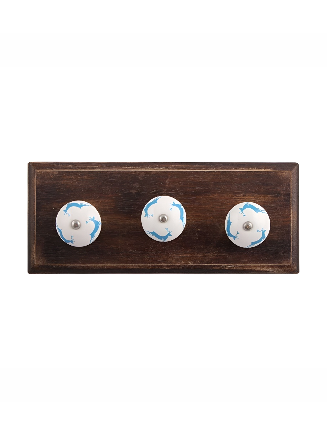 

Indianshelf Turquoise Blue Wooden Running Rein Deer Wall Hooks Key Holder