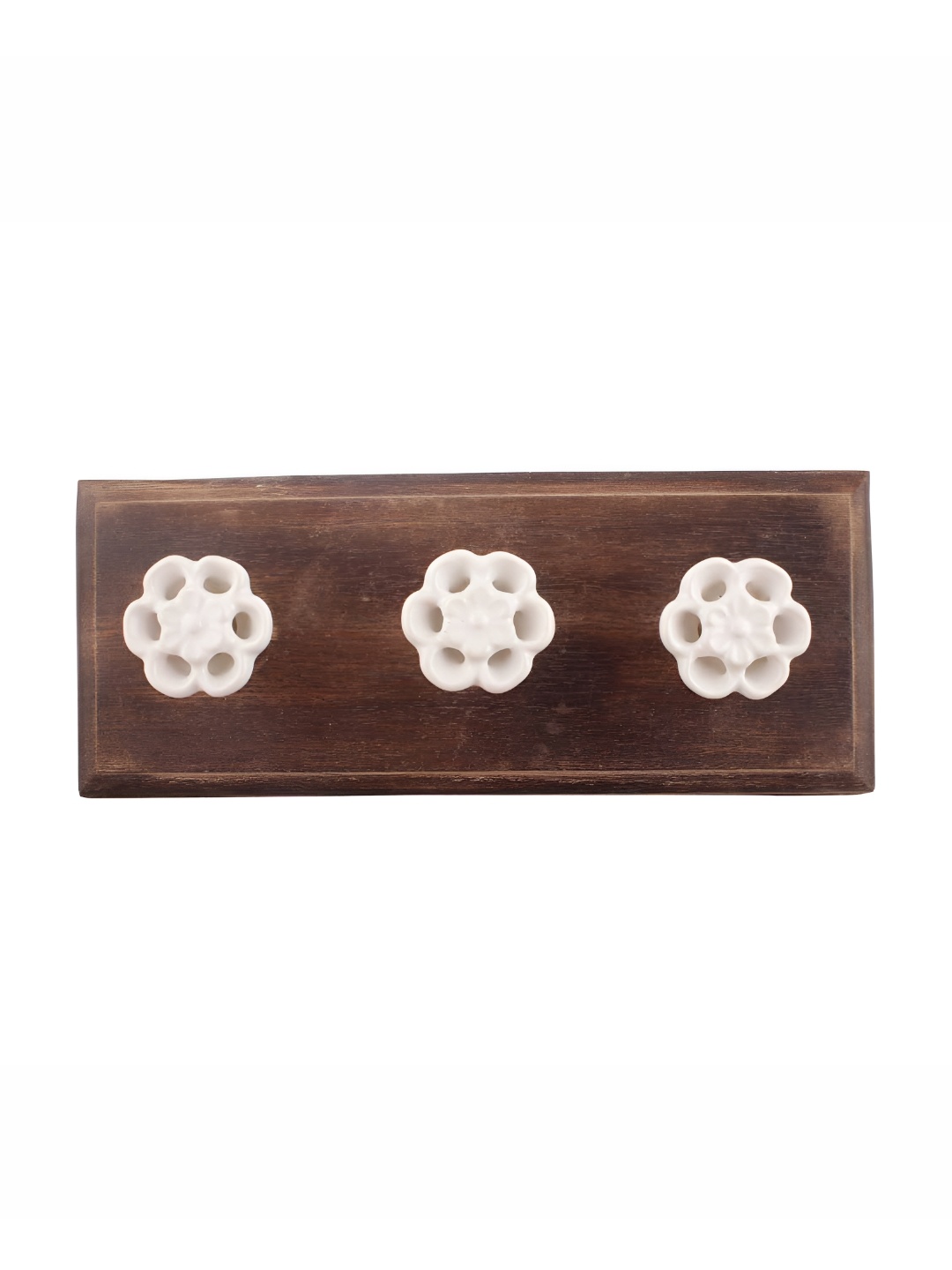 

Indianshelf White Wooden Tiny Flower Wall Hooks Key Holder