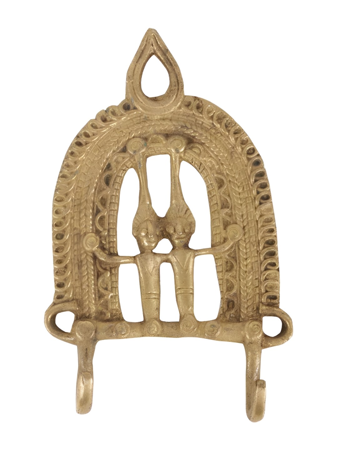 

Indianshelf Gold-Toned Tribal Patterened Brass Wall Hooks Key Holder