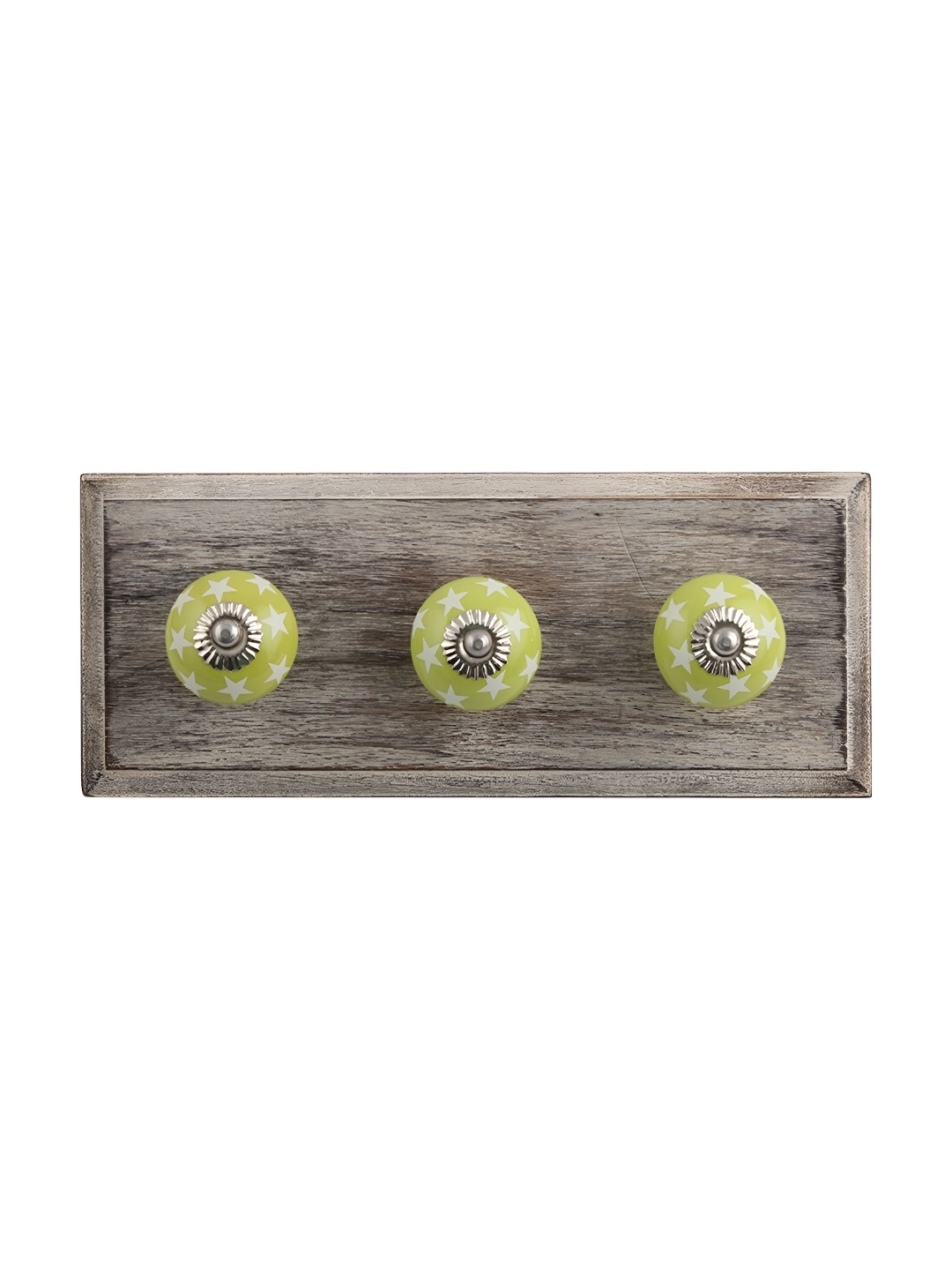 

Indianshelf Brown & Green Star Printed Wooden Wall Hooks Key Holder