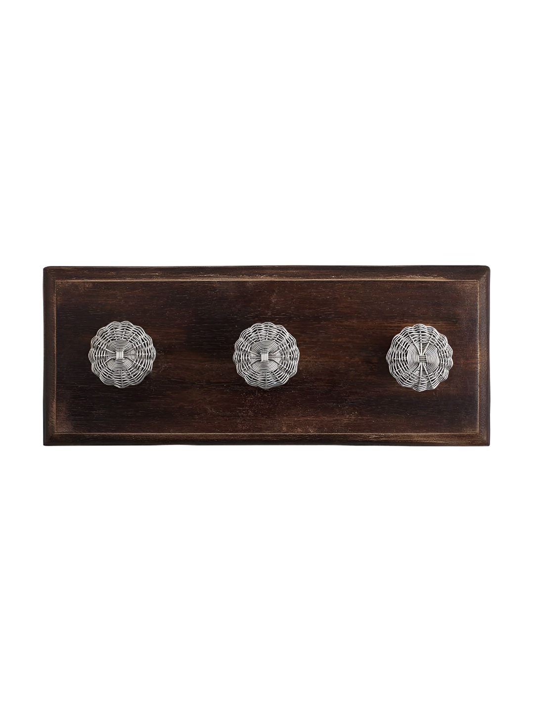 

Indianshelf Brown & Silver Wood Wall Hooks Key Holder