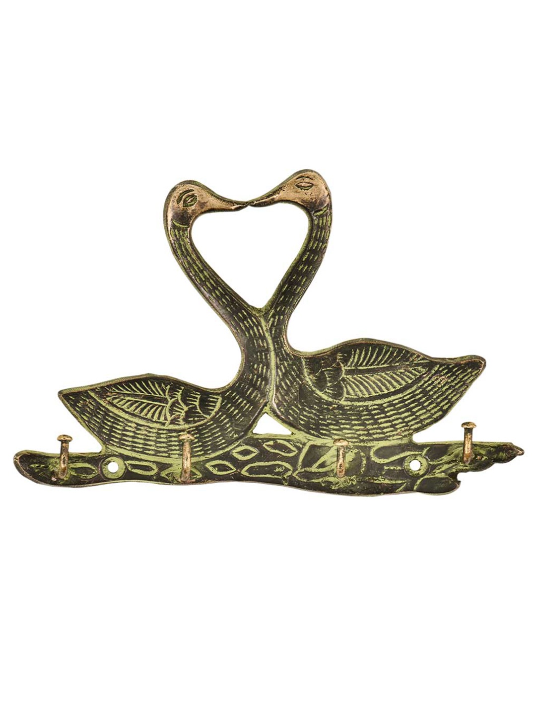 

Indianshelf Brass Antique Swan Wall Hooks Key Holder, Gold