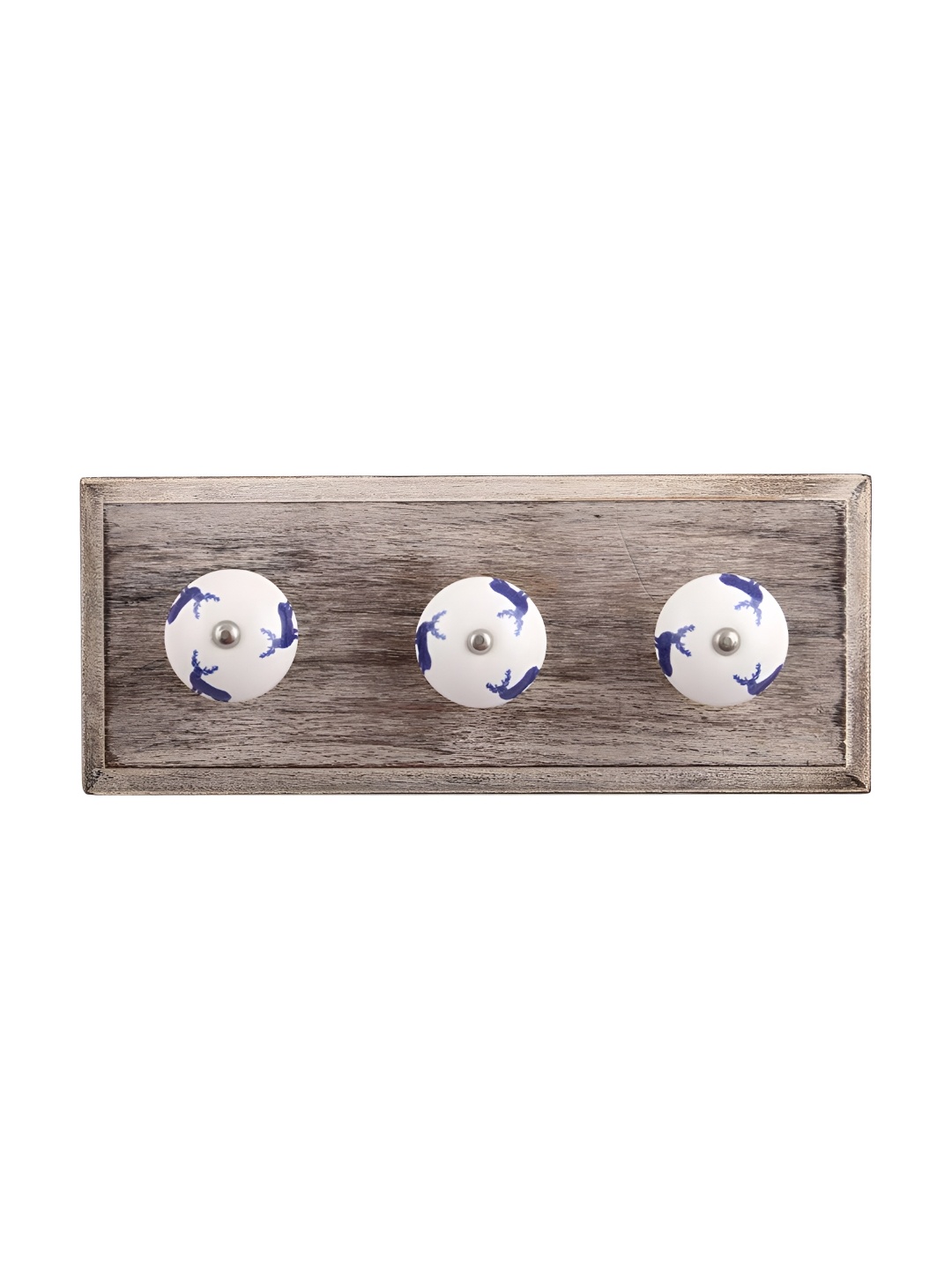 

Indianshelf Brown & Blue Rein Deer Printed Wooden Wall Hooks Key Holder