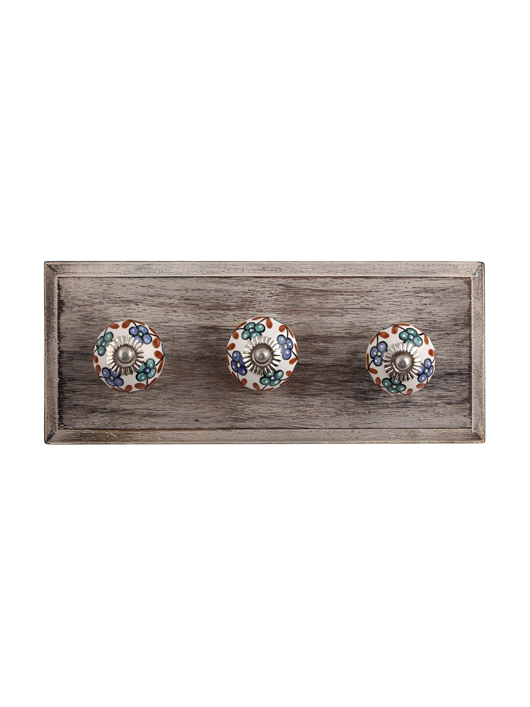 

Indianshelf Brown & Cream Floral Printed Wooden Wall Hooks Key Holder