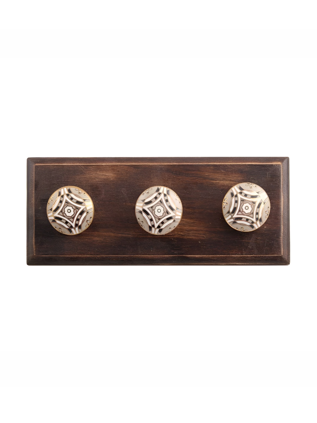 

Indianshelf Brown & White Floral Printed Wooden Wall Hooks Key Holder