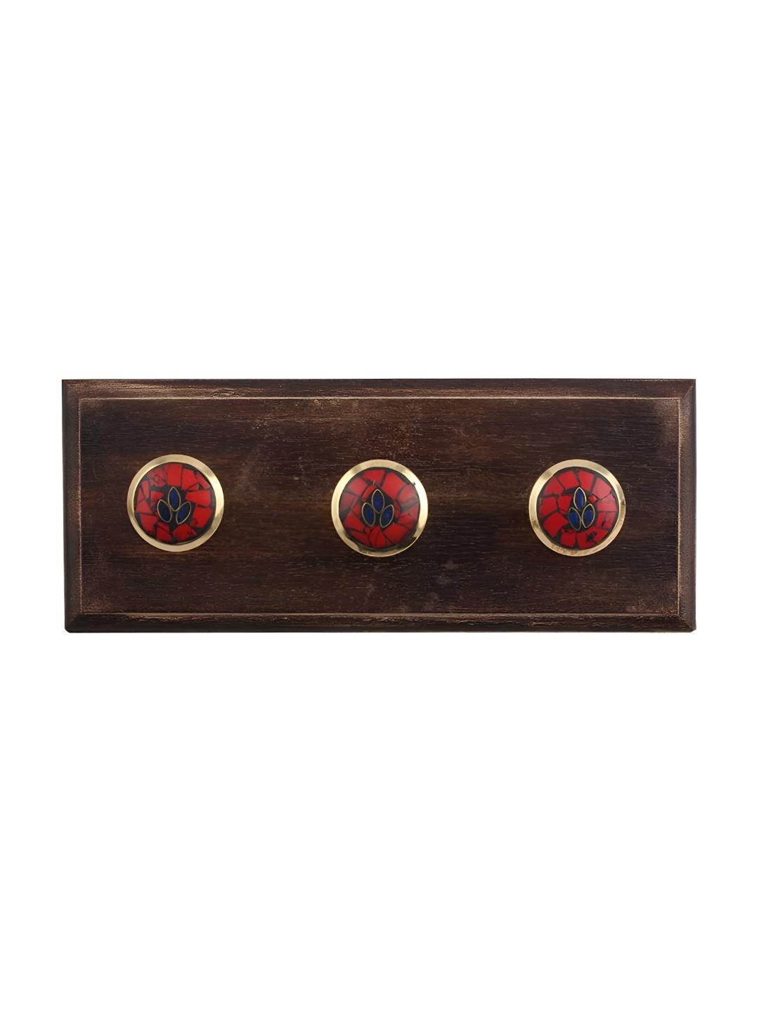 

Indianshelf Brown & Red Wood Wall Hooks Key Holder