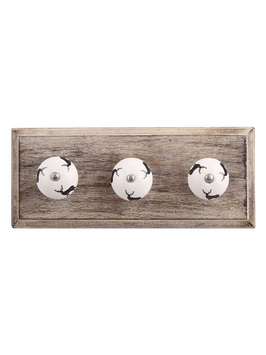 

Indianshelf Brown & Black Rein Deer Printed Wooden Wall Hooks Key Holder