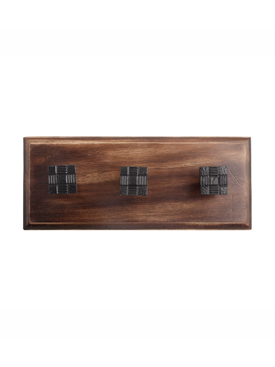 

Indianshelf Brown & Black 3 Hooks Square Wooden Wall Key Holder