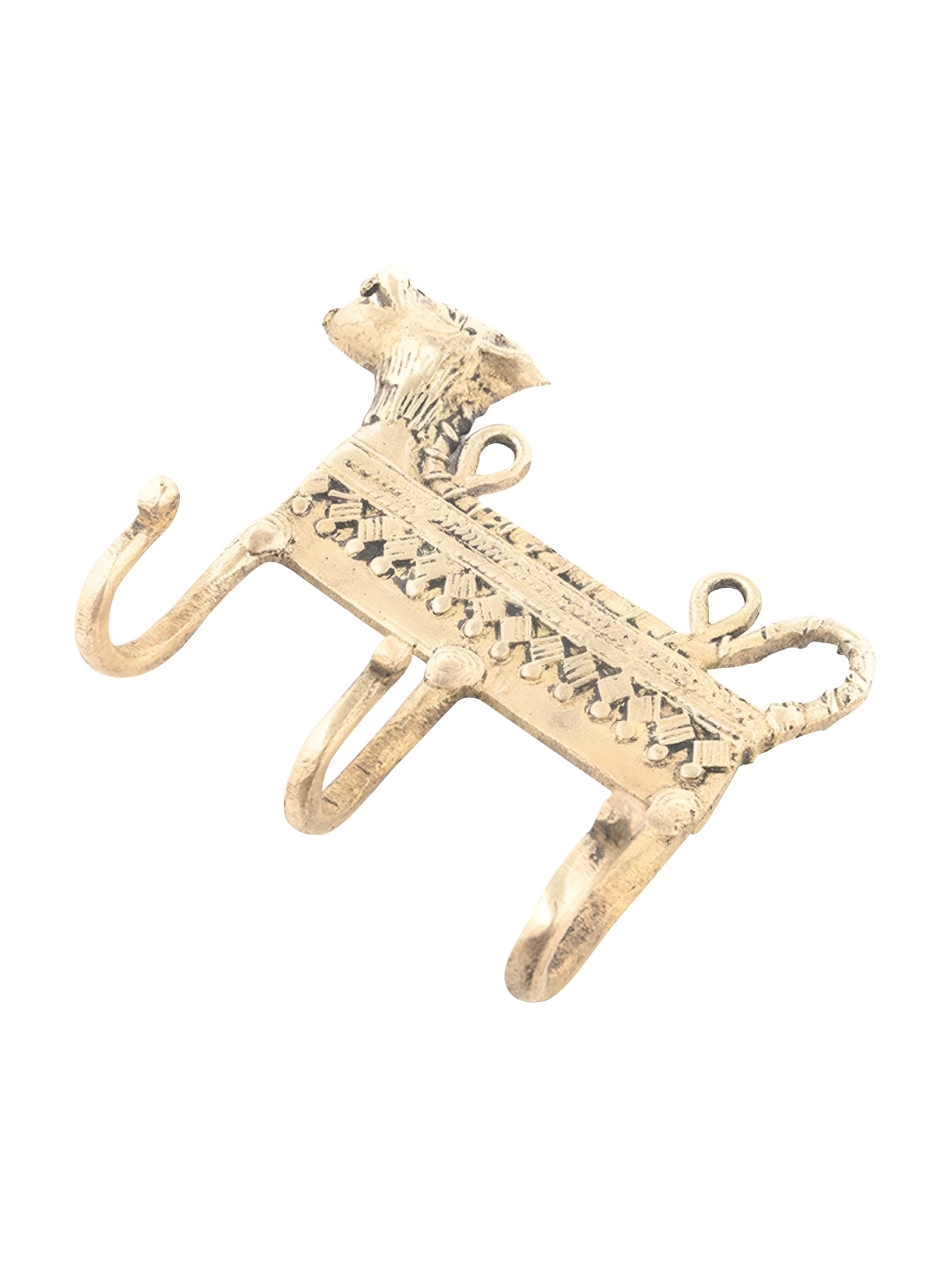 

Indianshelf GoldToned 3 Hooks Lion Shape Antique Brass Wall Key Holder, Gold