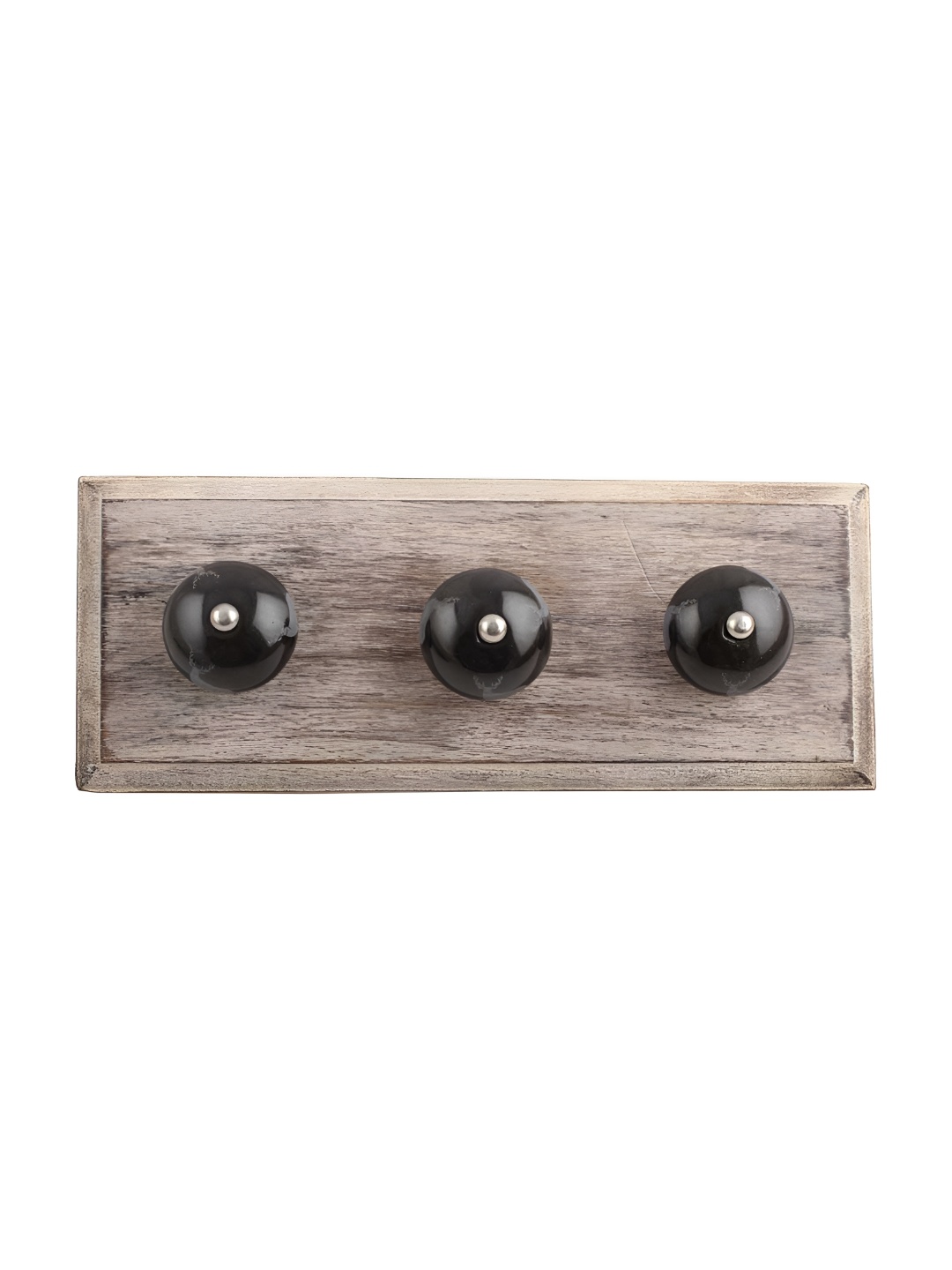

Indianshelf Black & Brown 3 Hooks Wooden Wall Key Holder