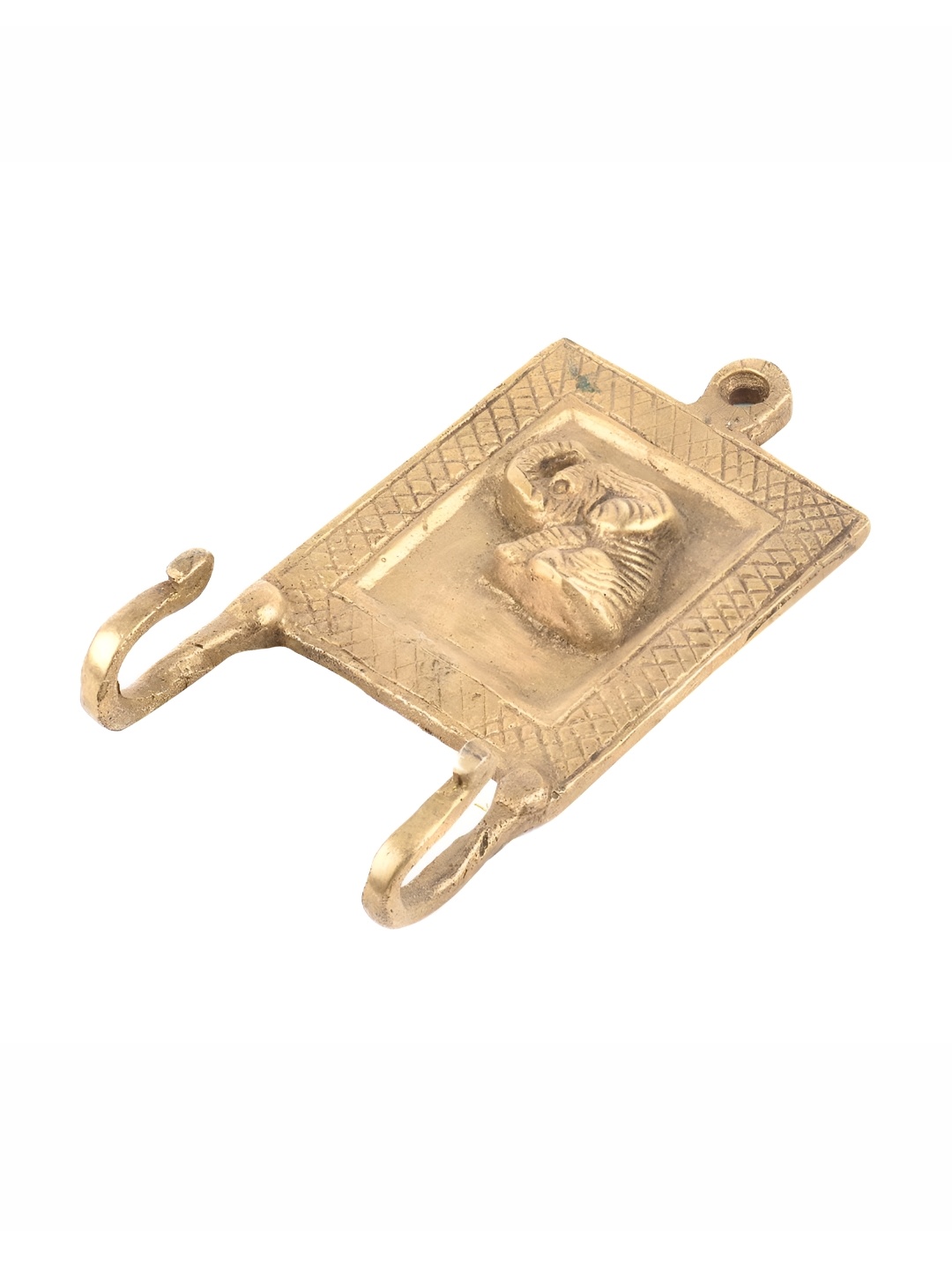 

Indianshelf GoldToned 2 Hooks Textured Brass Wall Key Holder, Gold