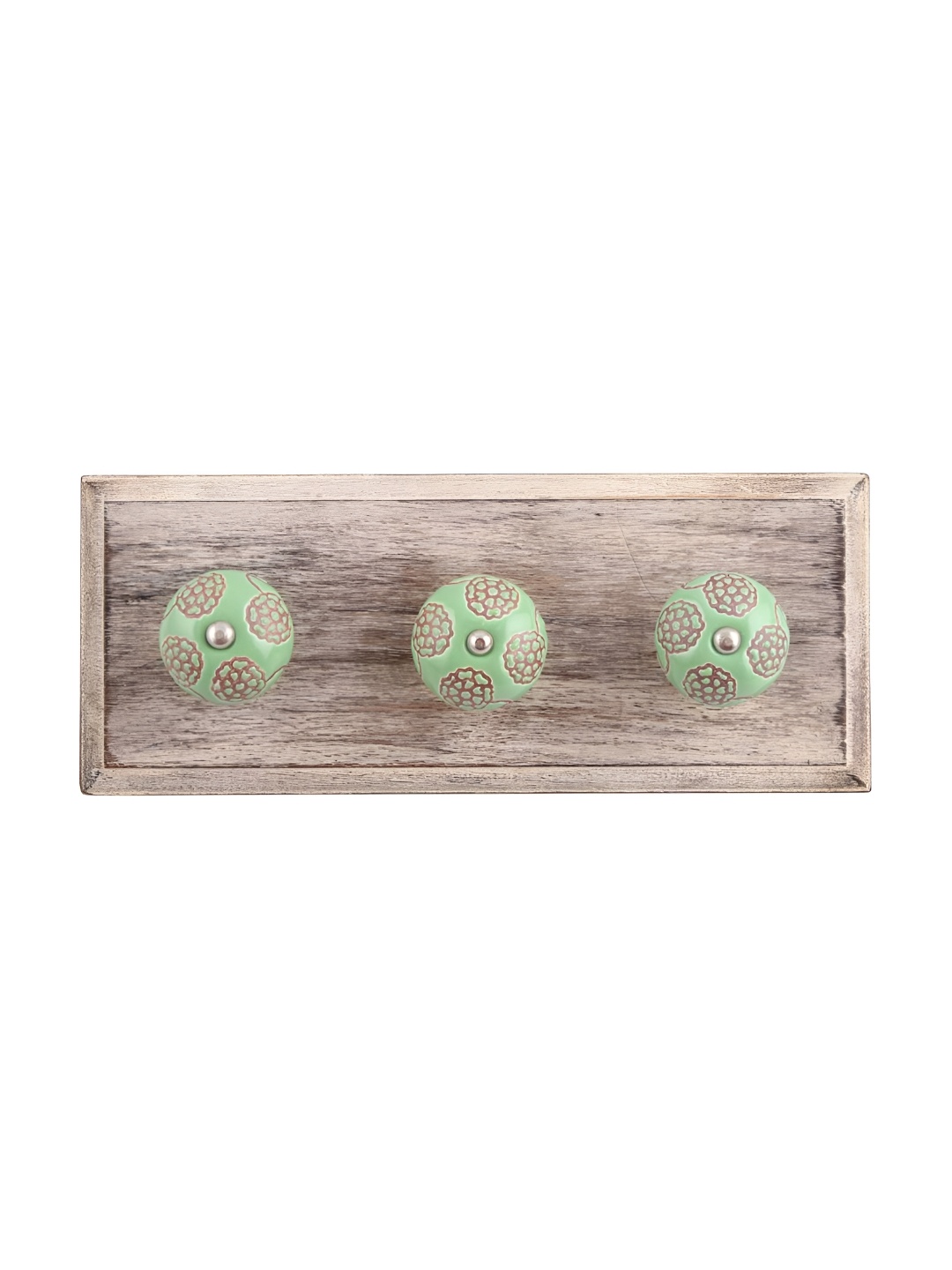 

Indianshelf Brown & Green 3 Hooks Floral Print Wooden Wall Key Holders