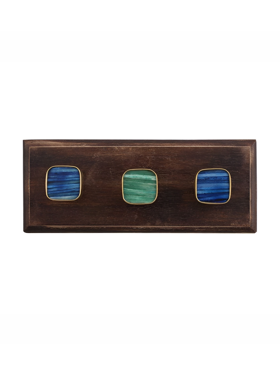 

Indianshelf Blue & Green 3 Hooks Wooden Wall Key Holder