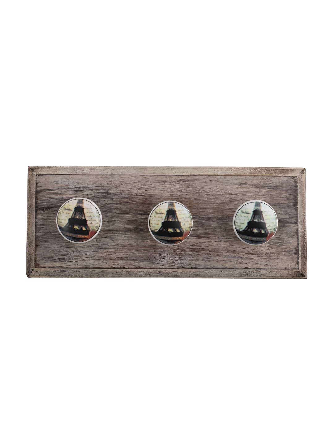 

Indianshelf White & Black 3 Hooks Tower Printed Wooden Wall Key Holder