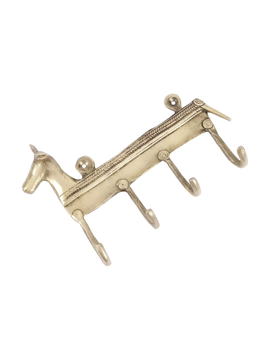 

Indianshelf Horse Patterned Brass Wall Hooks Key Holder, Gold