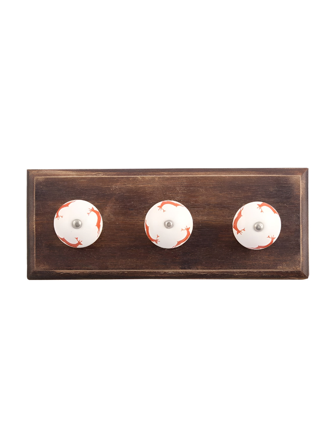 

Indianshelf White & Red Running Reindeer Printed Wooden Wall Hooks Key Holder