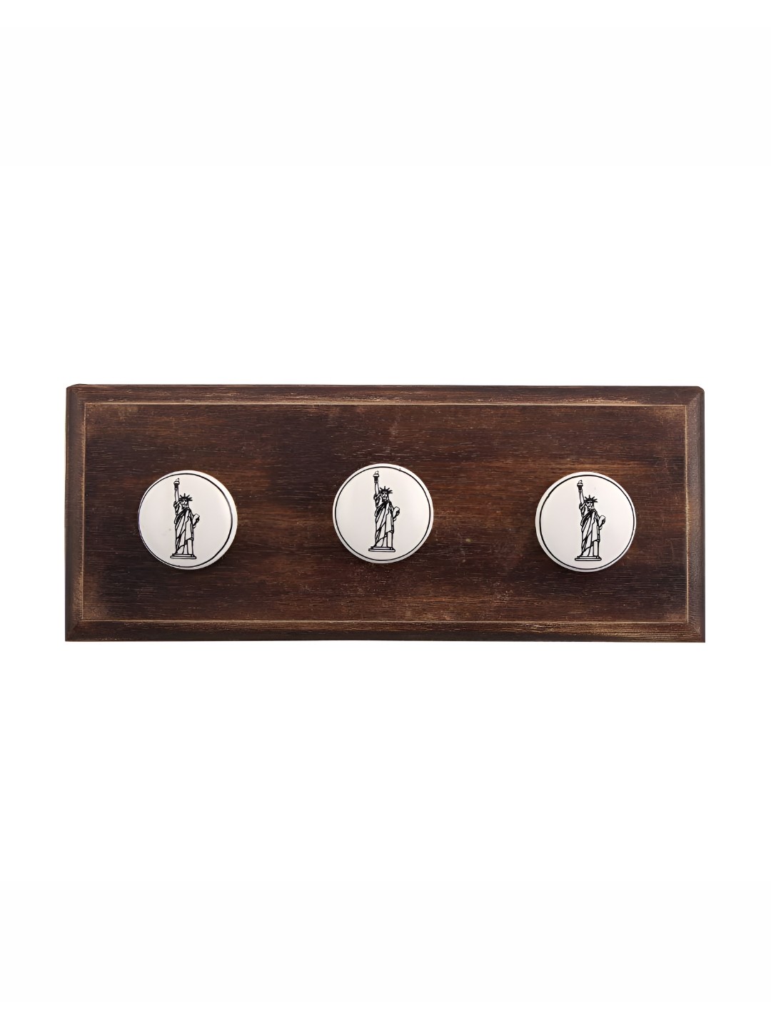 

Indianshelf Brown & Cream Statue of Liberty Printed Wooden Wall Hooks Key Holder