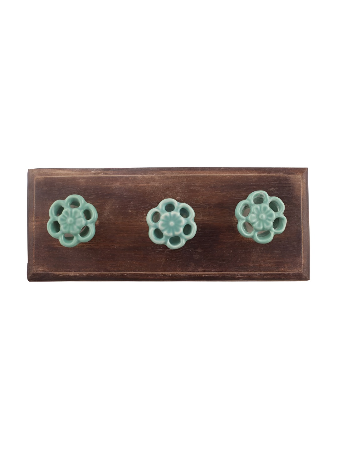 

Indianshelf Green & Brown Flower Patterned Wooden Wall Hooks Key Holder