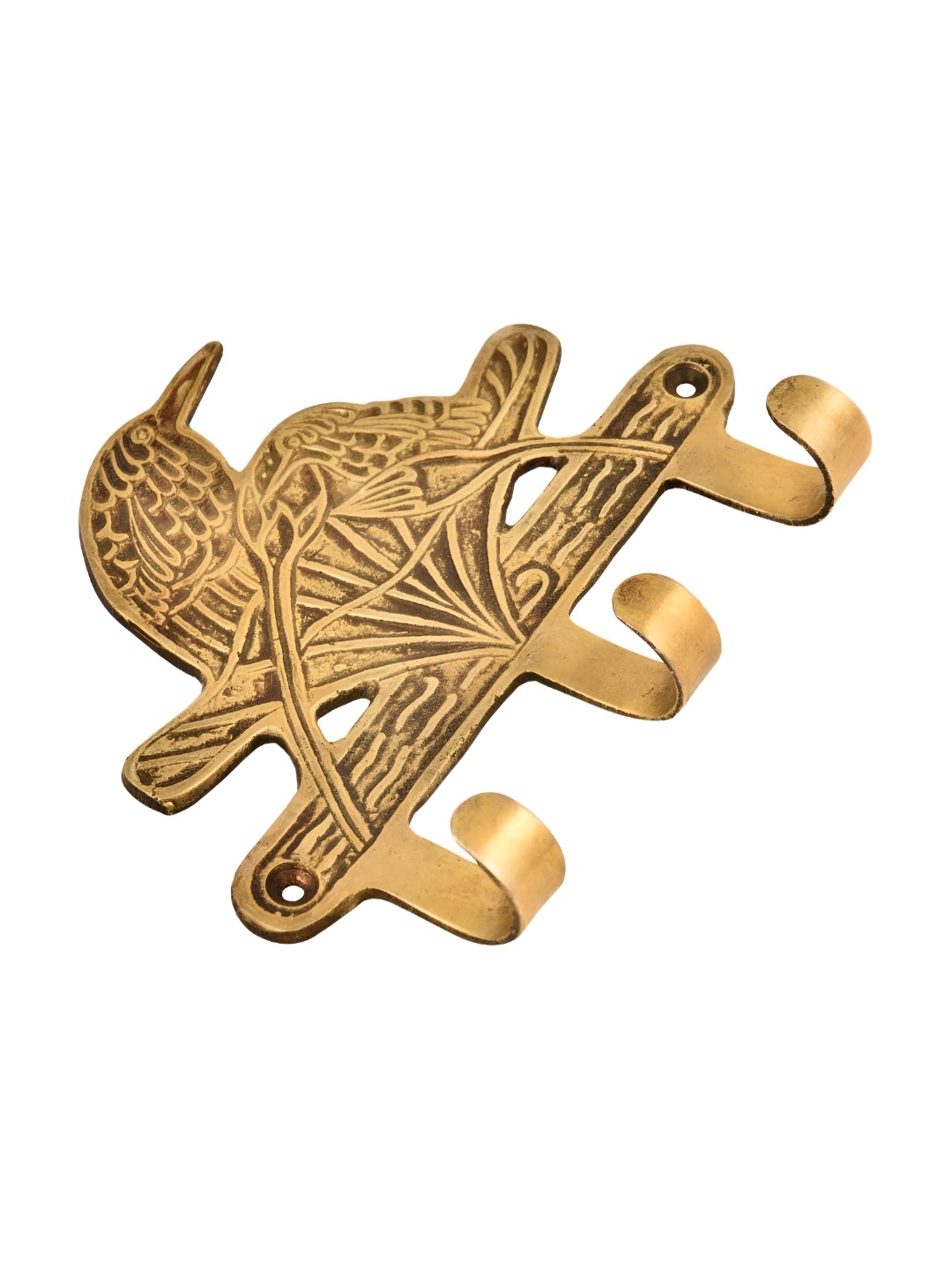 

Indianshelf Textured Bird Brass Wall Hooks Key Holder, Gold