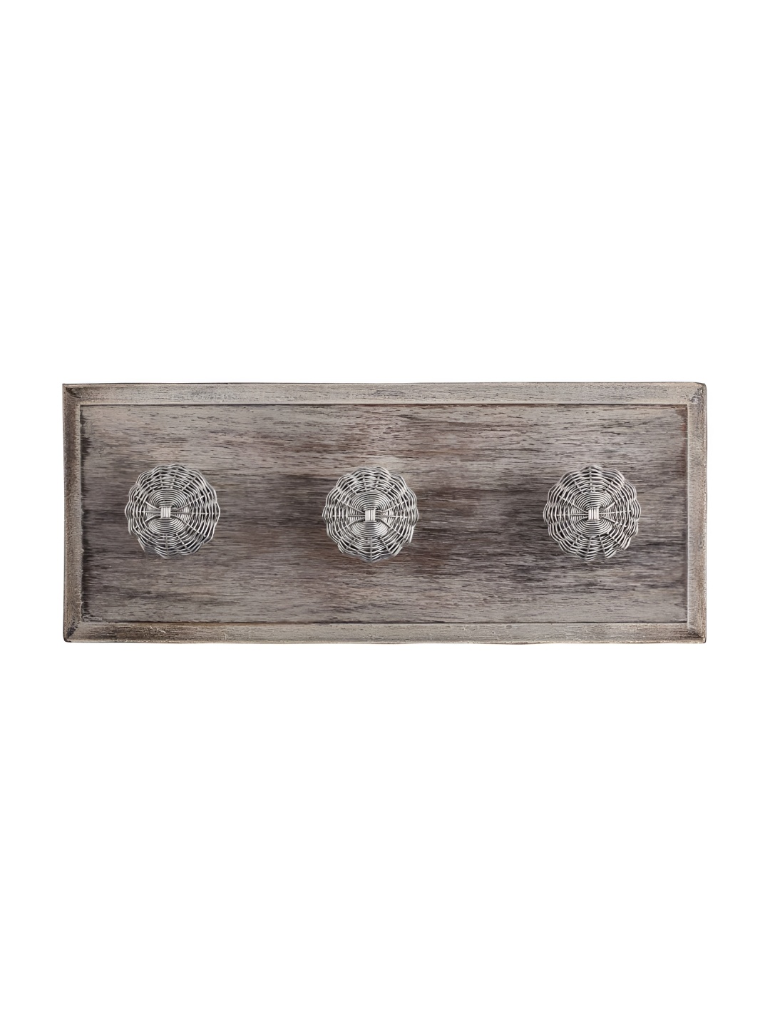

Indianshelf Brown & Silver-Toned Wire Weaved Wooden Wall Hooks Key Holder