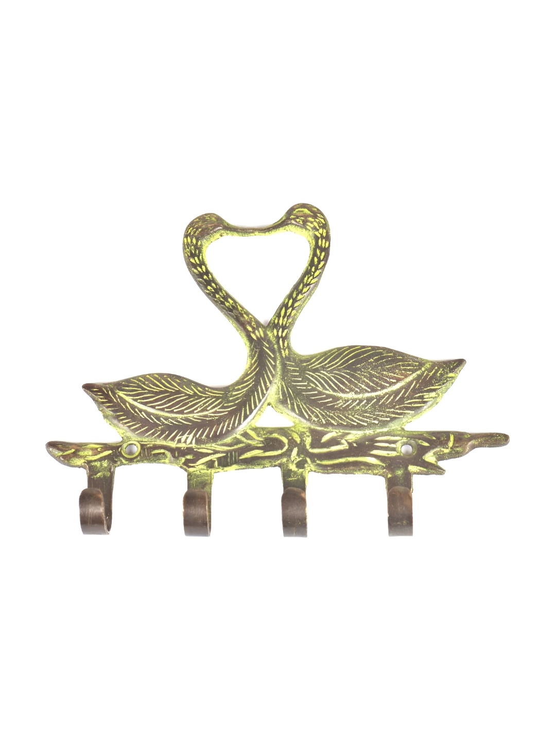 

Indianshelf Gold Toned Textured Swans Brass Wall Key Holder