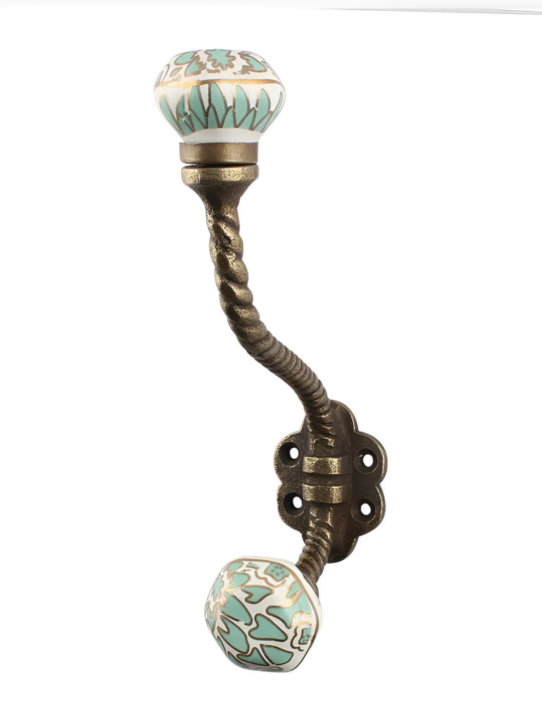 

Indianshelf Bronze & Green Abstract Printed Ceramic Wall Key Holder