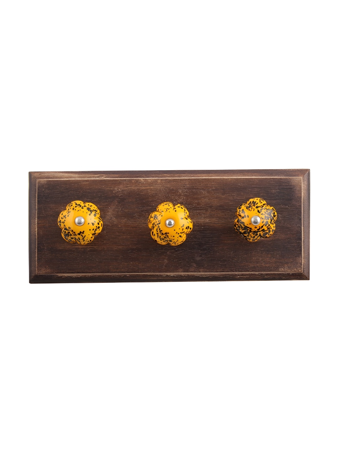 

Indianshelf Brown & Mustard Printed Melon Wooden Wall Key Holder