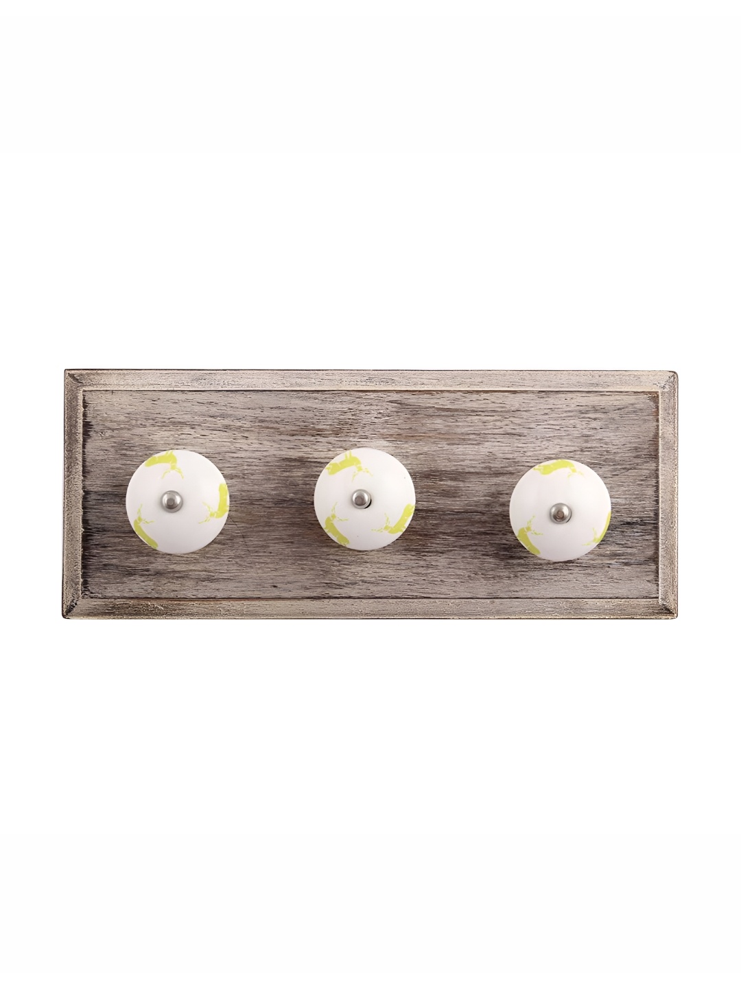 

Indianshelf Lime Green & White Rein Deer Printed Wooden Wall Hooks Key Holder