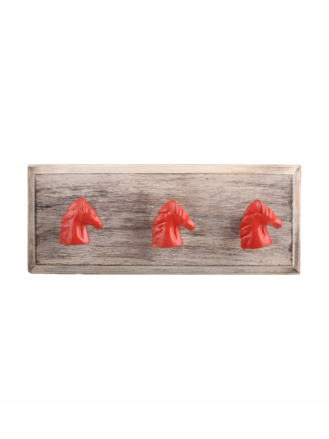 

Indianshelf Brown & Red Horse Patterned Wooden Wall Hooks Key Holder