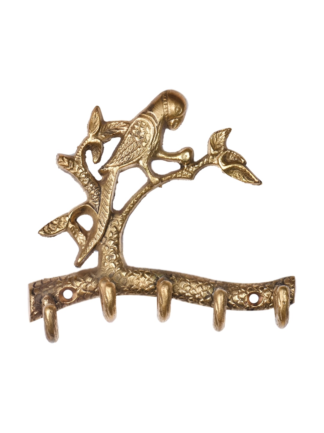 

Indianshelf Parrot Patterned Brass Wall Hooks Key Holder, Gold