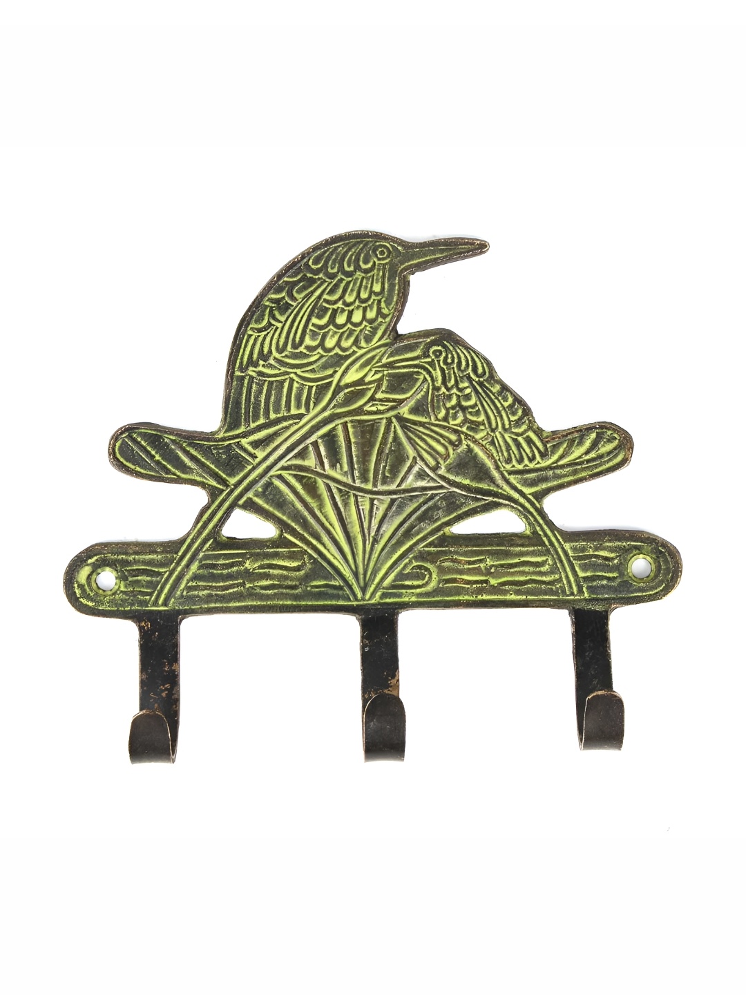 

Indianshelf Beige & Yellow Bird Shape Antique Brass Wall Hooks Key Holder