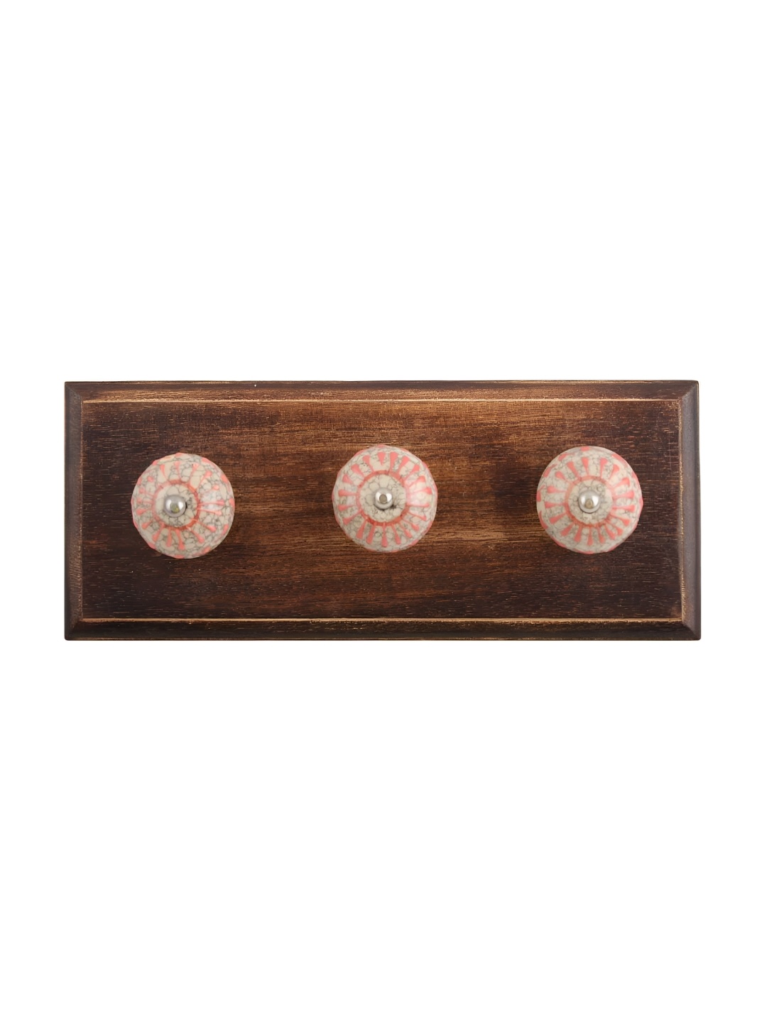 

Indianshelf Brown & Peach Wheel Patterned Wooden Wall Hooks Key Holder