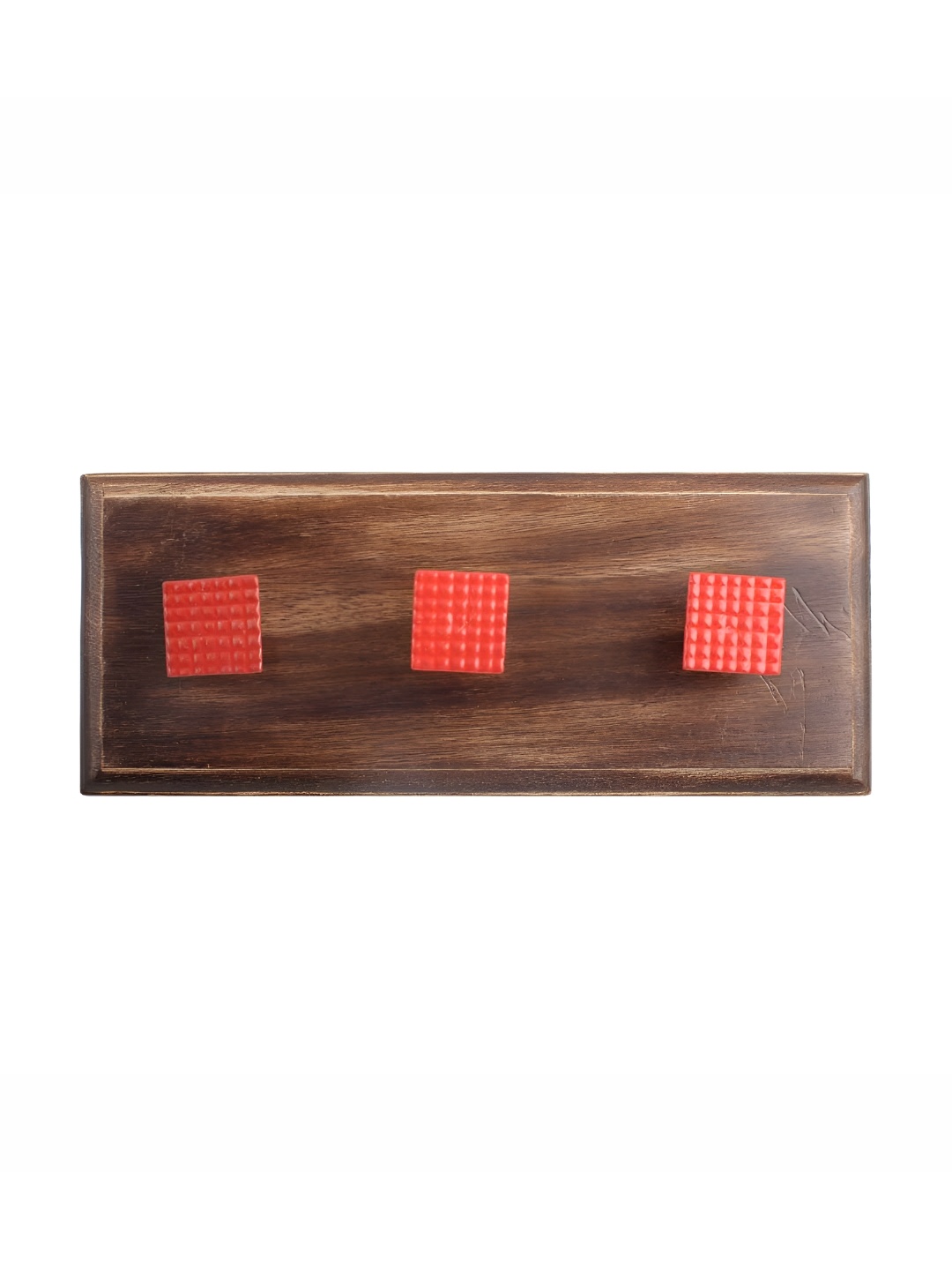 

Indianshelf Brown & Red Checked Wooden Wall Hooks Key Holder