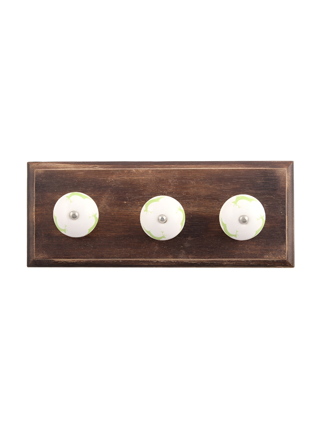 

Indianshelf Green & Brown Deer Print Wood 3-Hooks Wall Key Holder