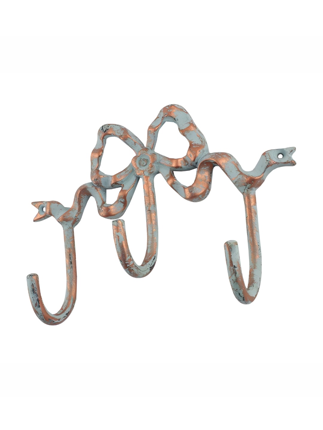 

Indianshelf Gold & Blue Printed Iron 3-Hooks Wall Key Holder