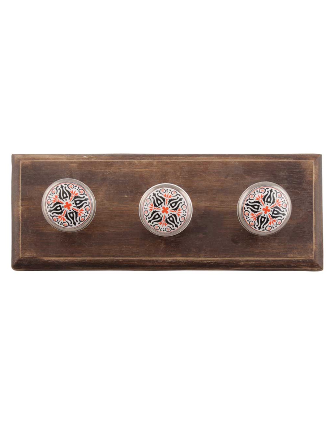 

Indianshelf Brown & Orange Coloured Wooden Floral Wall Hooks Holder