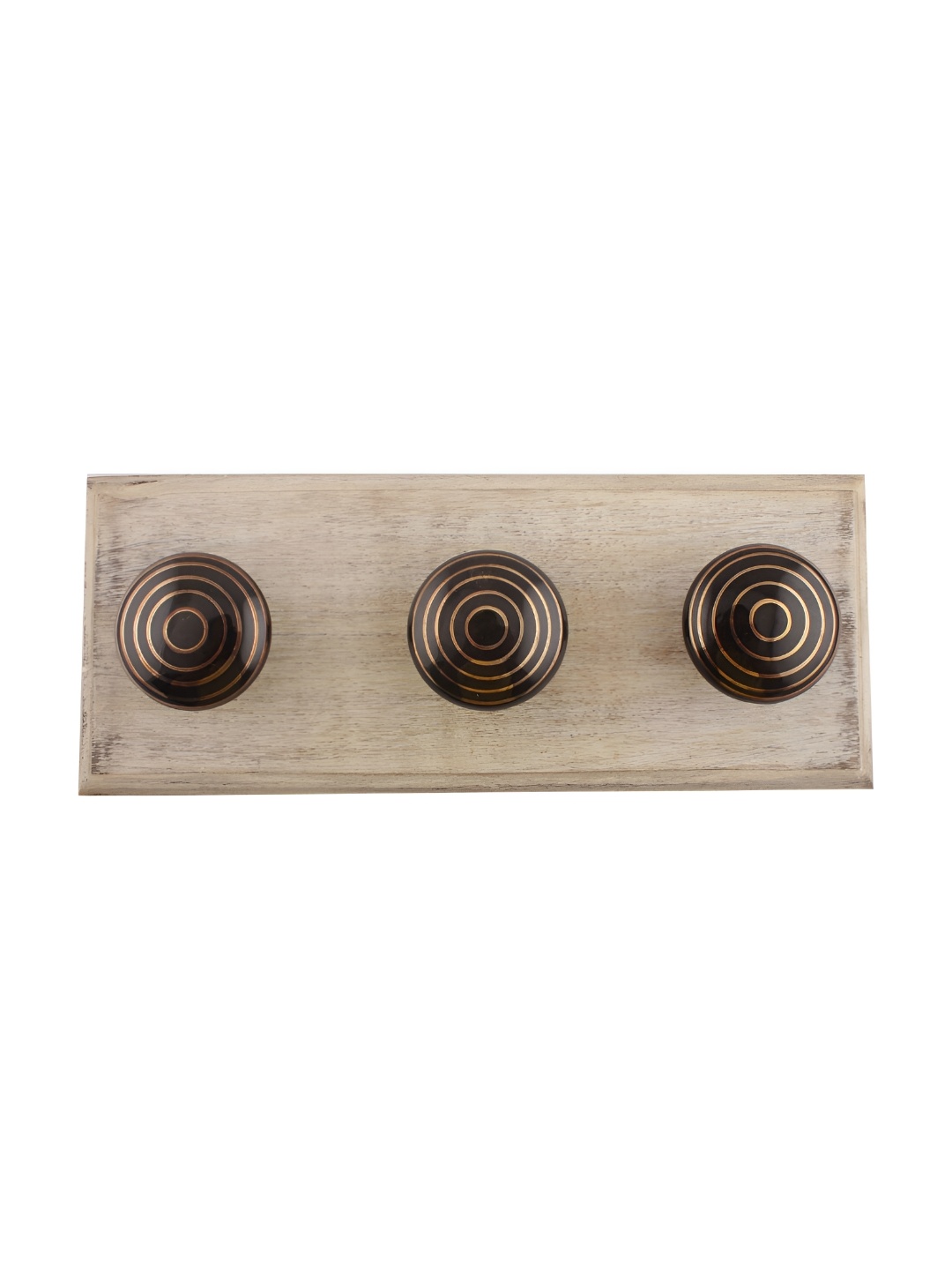 

Indianshelf Brown & Black Wooden Striped Wall Hooks Holder