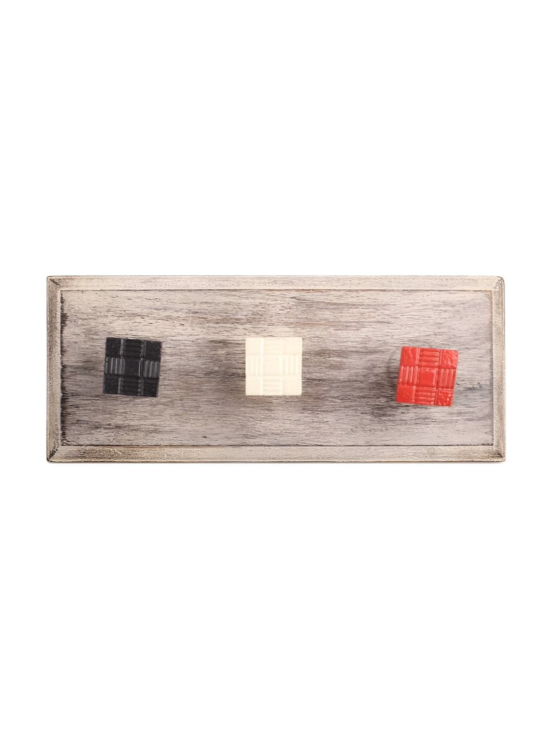 

Indianshelf Black & White Textured Wood 3-Hooks Wall Key Holder