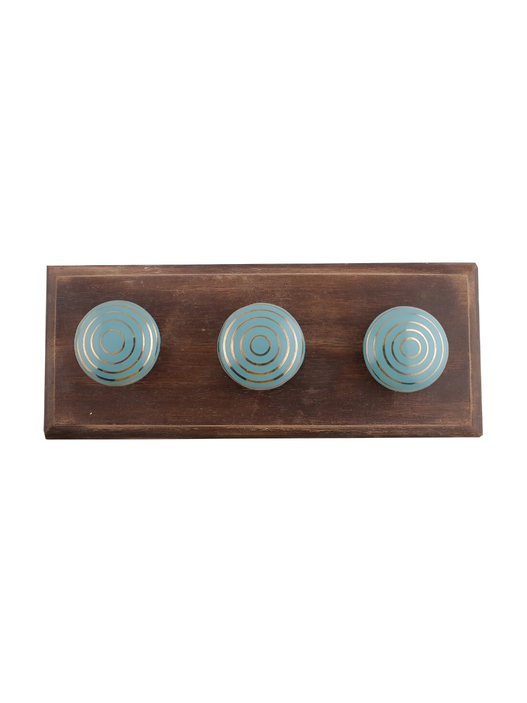 

Indianshelf Green & Brown Striped Wood Wall Hooks Key Holder