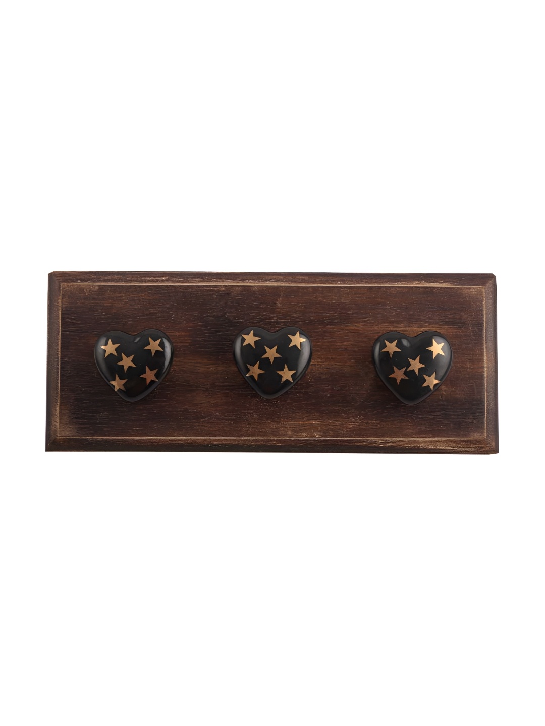 

Indianshelf Brown & Gold Star Printed Wooden Wall Hooks Key Holder