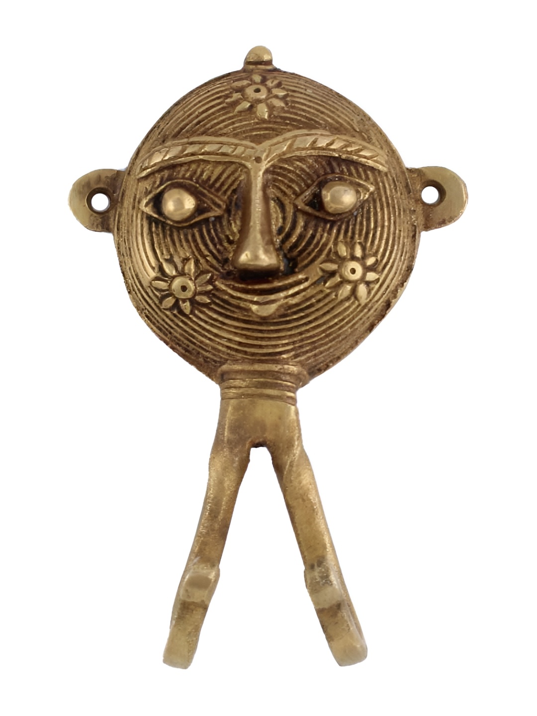 

Indianshelf Face Brass 1-Hooks Wall Key Holder, Gold