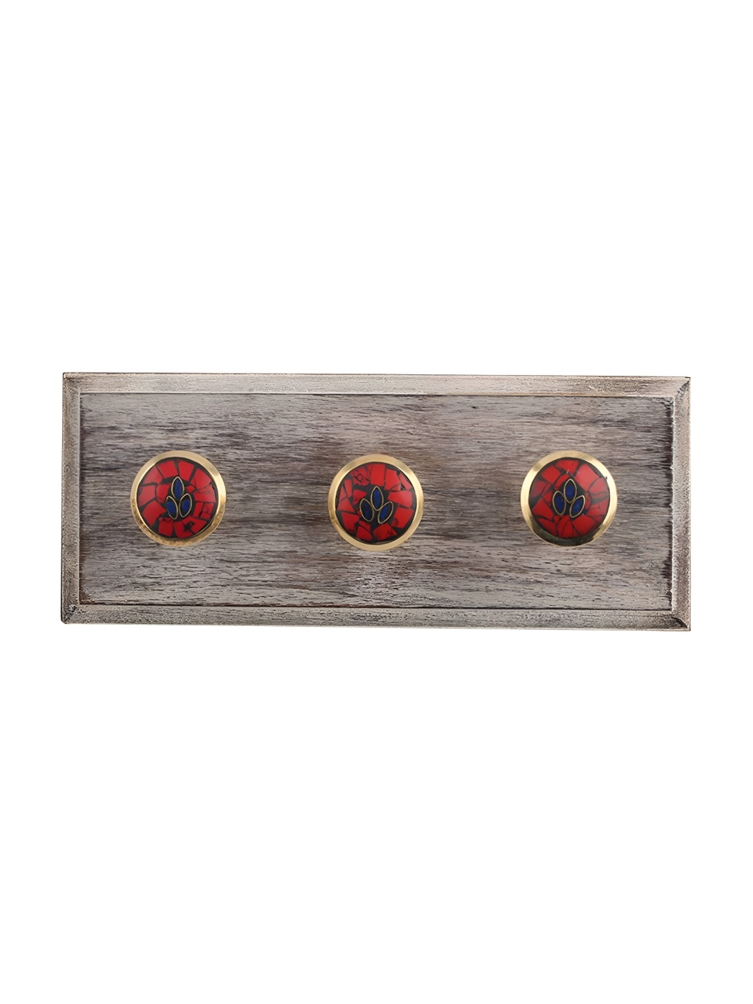 

Indianshelf Brown & Red Wooden Round Shaped Wall Hooks Holder